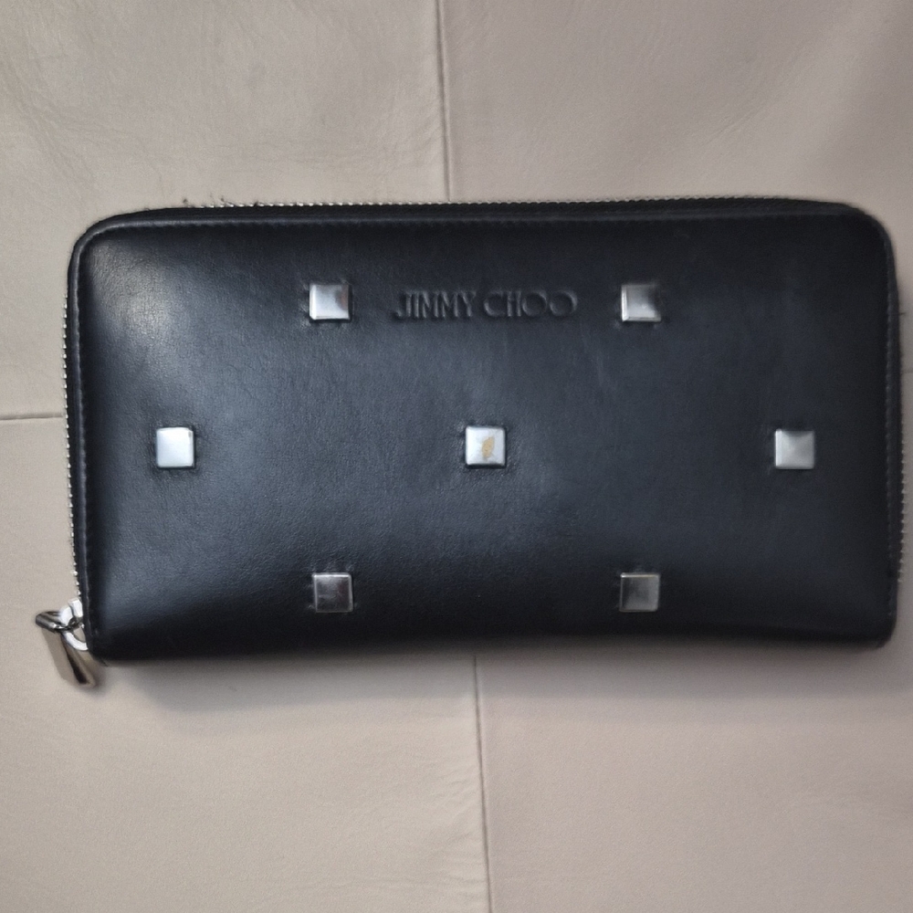 Jimmy Choo Black Wallet with Silver Accents